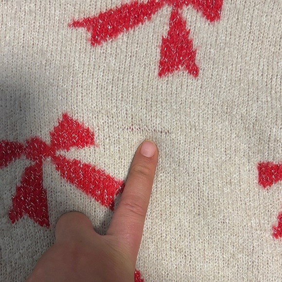 cupcakes & cashmere Beige Sweater with Red Bow Design - Picture 2 of 3